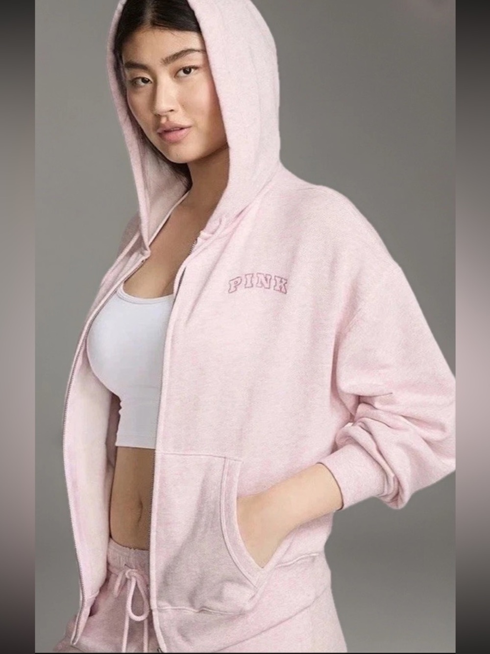 NWT Victoria’s Secret Pink Ivy Campus Size XL Hoodie Sweatshirt Full Zip Up